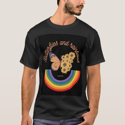 Butterflies and Rainbows Seattle T_Shirt