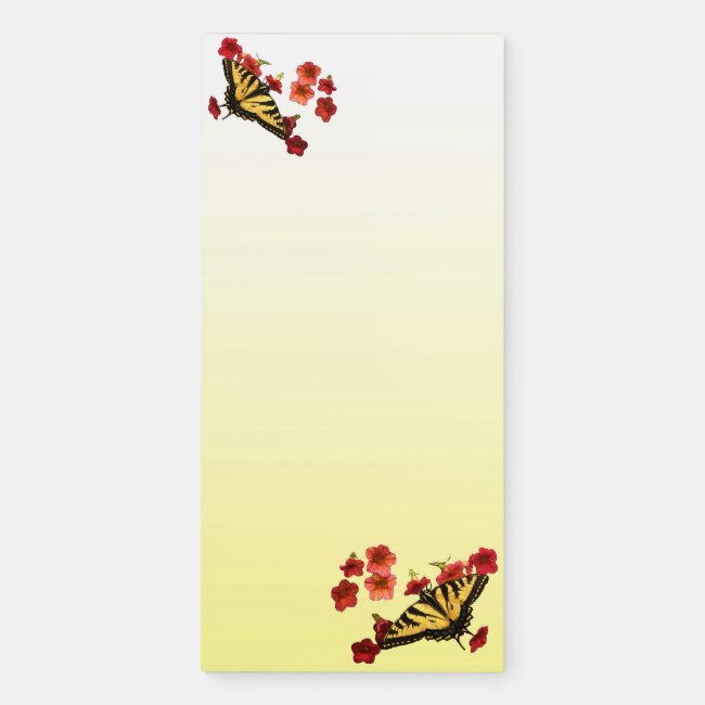 Butterflies and Red Flower Magnetic Fridge Notepad