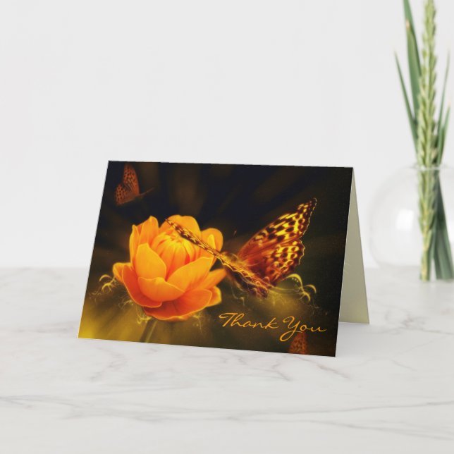 Butterflies and Rose Thank You Card (Front)