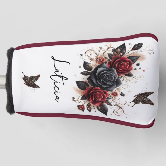 Butterflies and Roses Golf Head Cover (Front)
