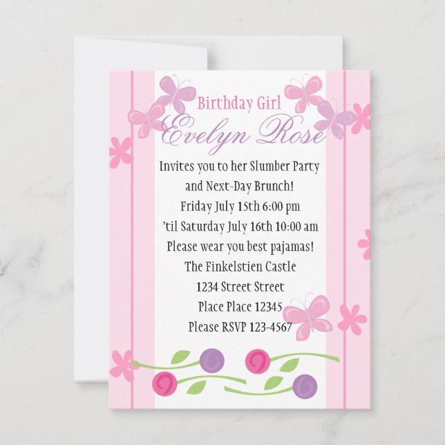 Butterflies and Roses Invitation (Front)