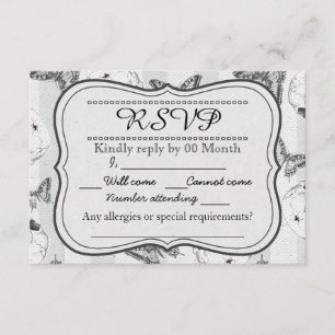 Butterflies and skulls RSVP card