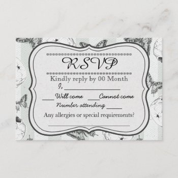 Butterflies And Skulls Rsvp Card by RoseRoom at Zazzle