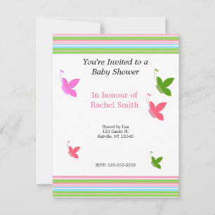 Butterflies and Stripes Baby Shower Invitation