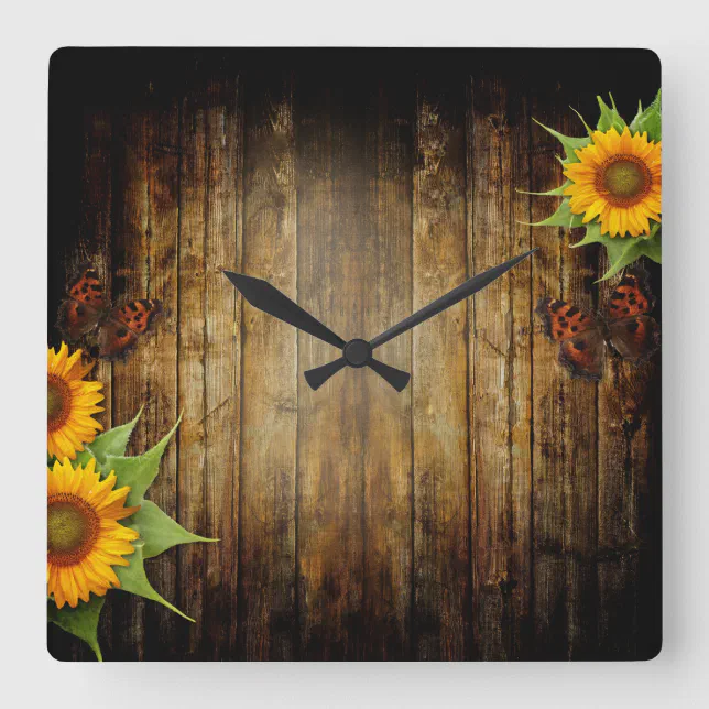 Butterflies and Sunflowers Wall Clock | Zazzle