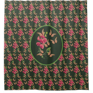 Butterflies And Sweet Pea Flower Art Pattern Shower Curtain