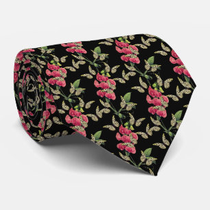 Butterflies And Sweet Pea Flower Black Neck Tie