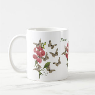 Butterflies And Sweet Pea Flower Coffee Mug