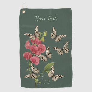 Butterflies And Sweet Pea Flower Golf Towel