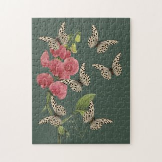 Butterflies And Sweet Pea Flower 