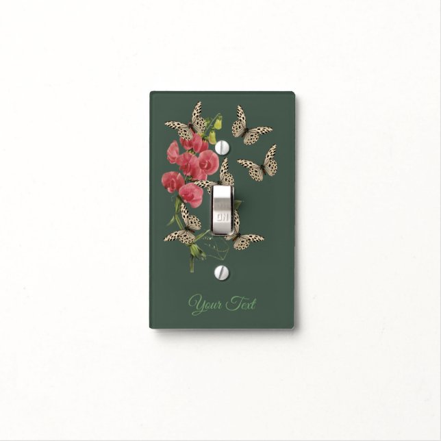 Butterflies And Sweet Pea Flower     Light Switch Cover (In Situ)
