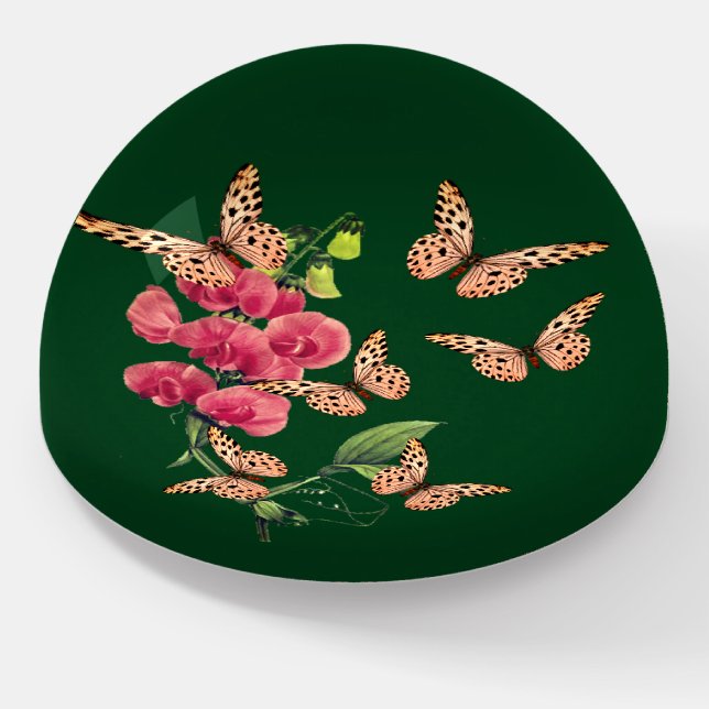 Butterflies And Sweet Pea Flower       Paperweight (Angled)