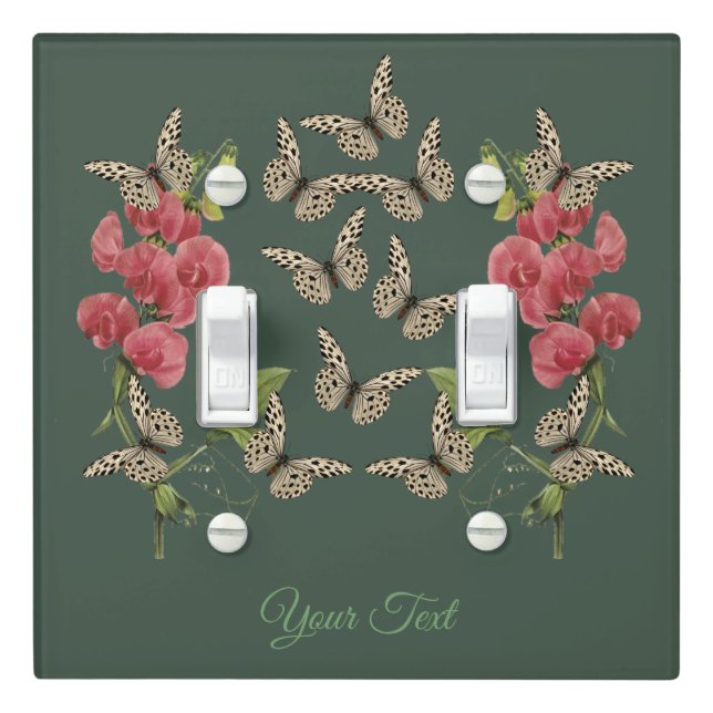 Butterflies And Sweet Pea Flower Personalized Light Switch Cover (In Situ)