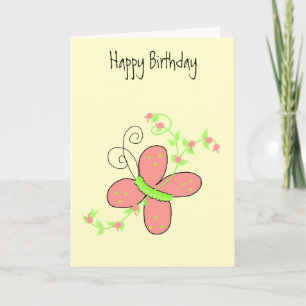 Butterflies and Vines Birthday Wishes Card