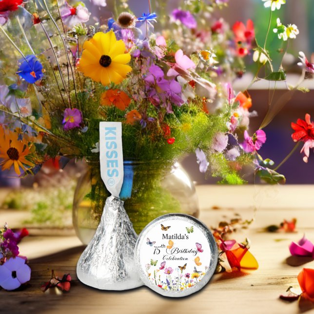 Butterflies and Wildflowers Elegant 75th Birthday Hershey®'s Kisses® (Creator Uploaded)