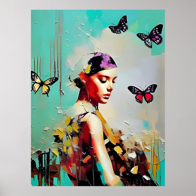 Butterflies and Woman Poster (Front)