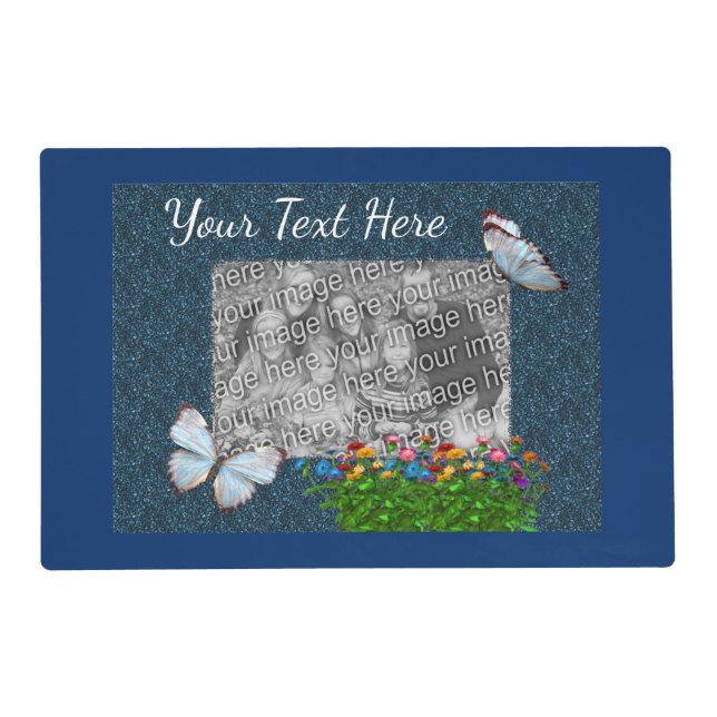 Butterflies And Zinnia Flowers Photo Frame   Placemat (Front)