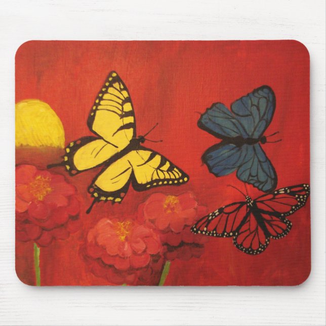 Butterflies and Zinnias Mousepad (Front)