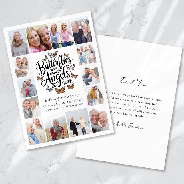 Butterflies Angels Collage Photo Thank You Card (Creator Uploaded)