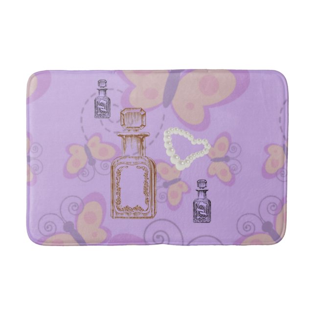 Butterflies Apothecary&Pearl Hearts MediumBath Mat (Front)