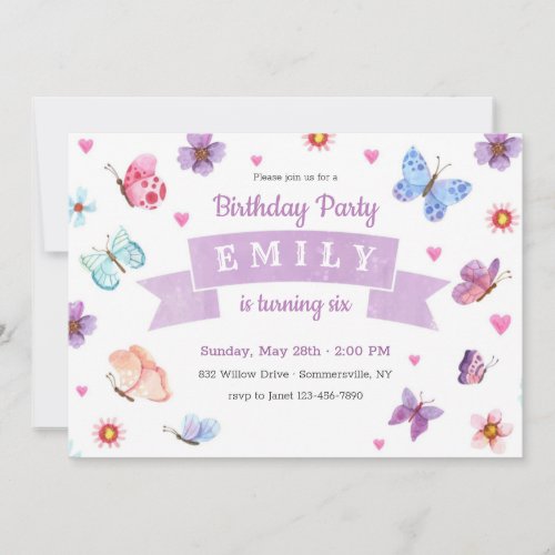 Butterflies Are Free Birthday Party Invitation