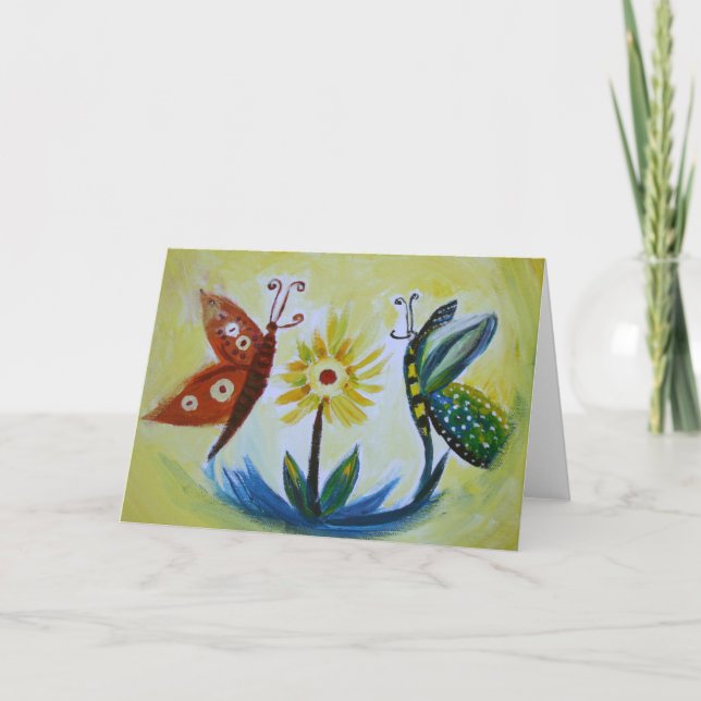Butterflies Art Drawing Greeting Card (Front)