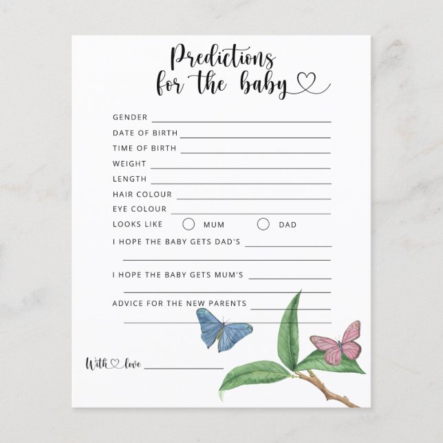 Butterflies - baby predictions and advice (Front)