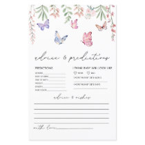 Butterflies Baby Shower Advice & Prediction Card
