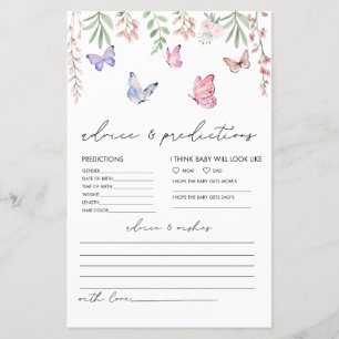 Butterflies Baby Shower Advice & Prediction Card