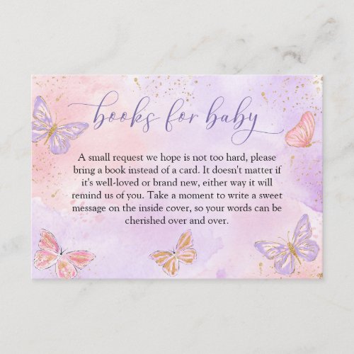 Butterflies Baby Shower Books for Baby  Enclosure Card