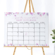 Butterflies Baby Shower Guess Due Date Calendar Poster