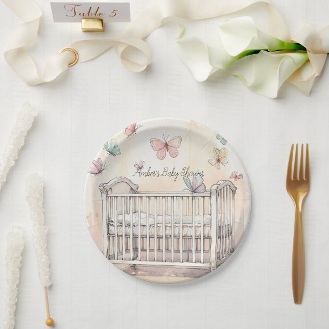 Butterflies Baby Shower  Paper Plates (Wedding)