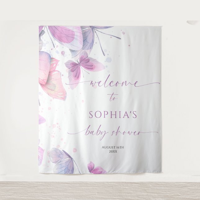 Butterflies Baby Shower Tapestry (Front)