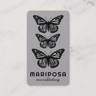 Butterflies Beauty Esthetician Salon Black White Business Card