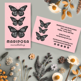 Butterflies Beauty Esthetician Salon Blush Pink Business Card