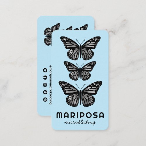 Butterflies Beauty Esthetician Salon Pale Blue  Business Card