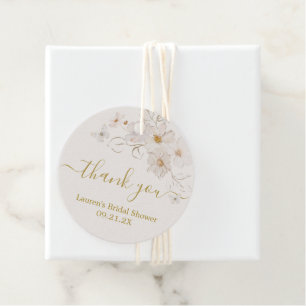 Butterflies Beige Floral Favor Tags