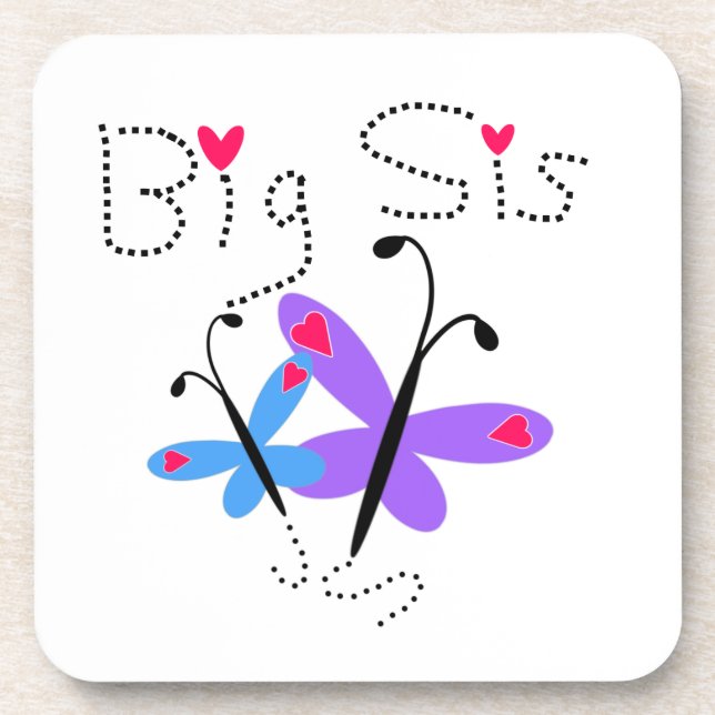 Butterflies Big Sis Gifts Beverage Coaster (Front)