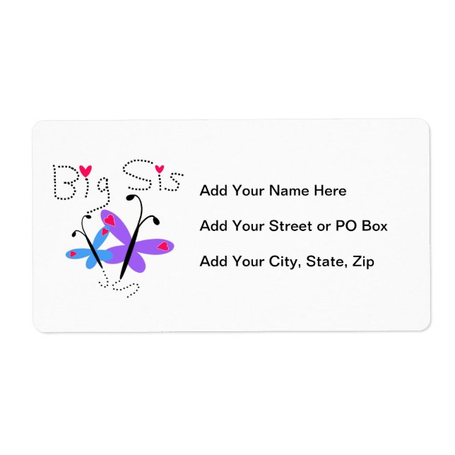Butterflies Big Sis Gifts Label (Front)