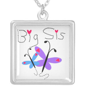 Butterflies Big Sis Gifts Silver Plated Necklace