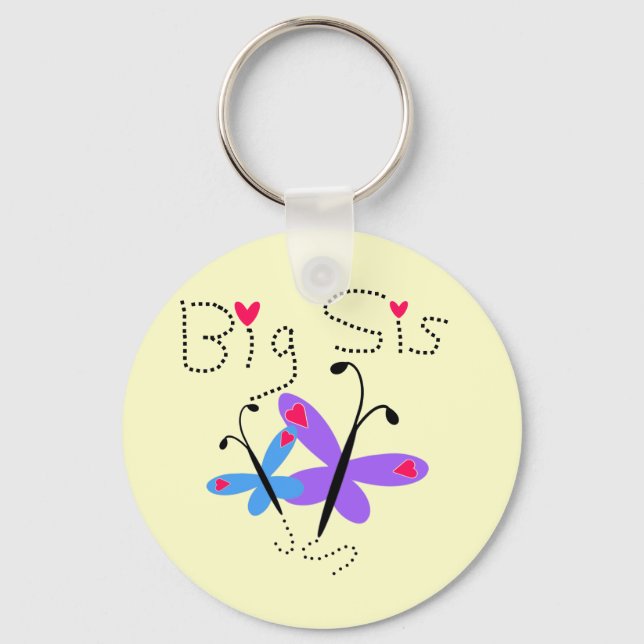 Butterflies  Big Sister Tshirts and Gifts Keychain (Front)