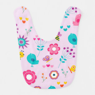 Butterflies, Birds, Bees and Flowers Baby Bib