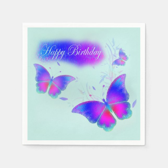 Butterflies Birthday Napkins (Front)