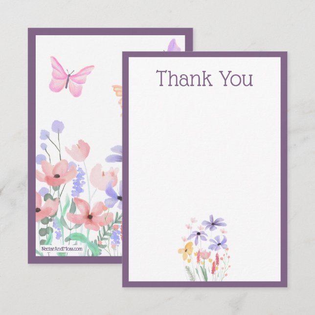 Butterflies & Blooms Thank You Card (Front/Back)