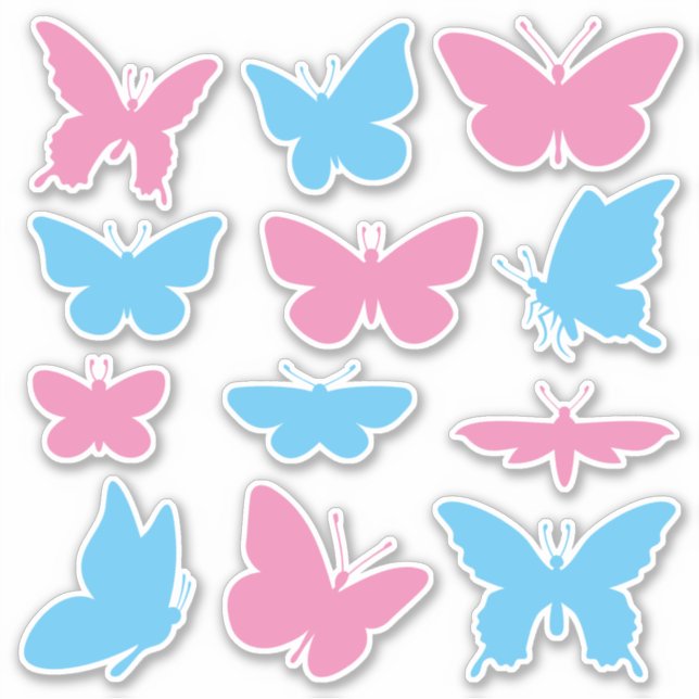 Butterflies Blue and Pink Sticker Set (Front)