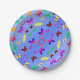 Butterflies Blue Paper Plates