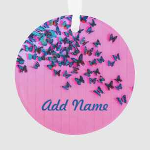 Butterflies Blue Pink Beautiful Ornament