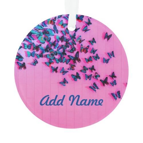 Butterflies Blue Pink Beautiful Ornament