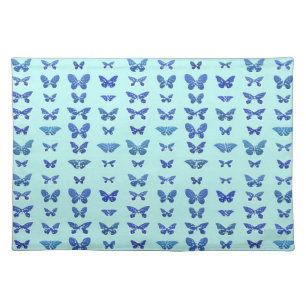Butterflies, blue, turquoise background placemat