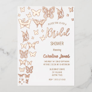 Butterflies Boho Rose Gold Foil Bridal Shower Invitation